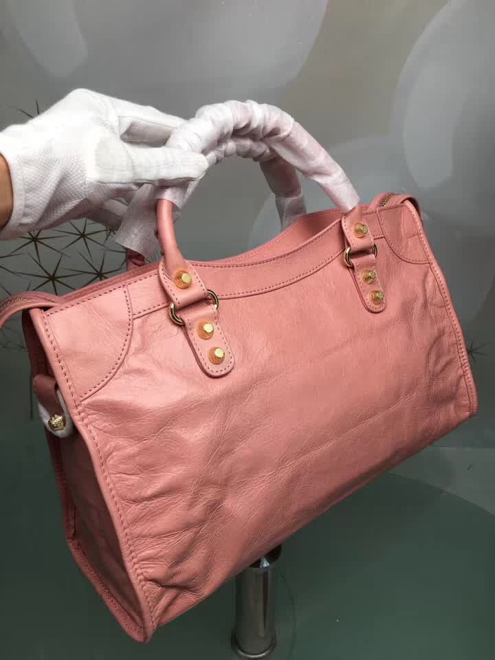 BALENCIAG巴黎世家 義大利進口 原版油蠟頭層牛皮 香皮小銀釘 時尚百搭 手提肩背斜挎包  BL1577